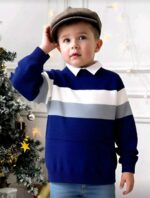 بلوفر كحلي مقلم